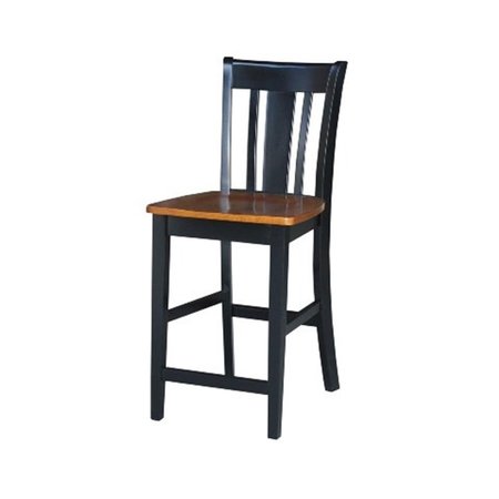 LATESTLUXURY Dining Essentials Solid Wood Counter Height Stool - Black - Cherry LA129719